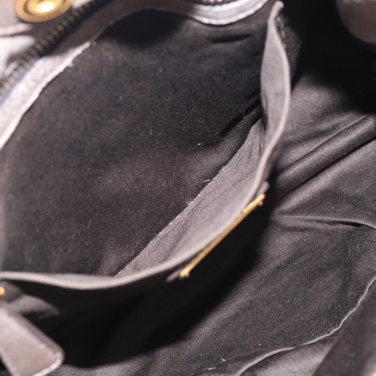 Miu Miu Hand Bag Vitellolux Gray Gold Auth 210067A
