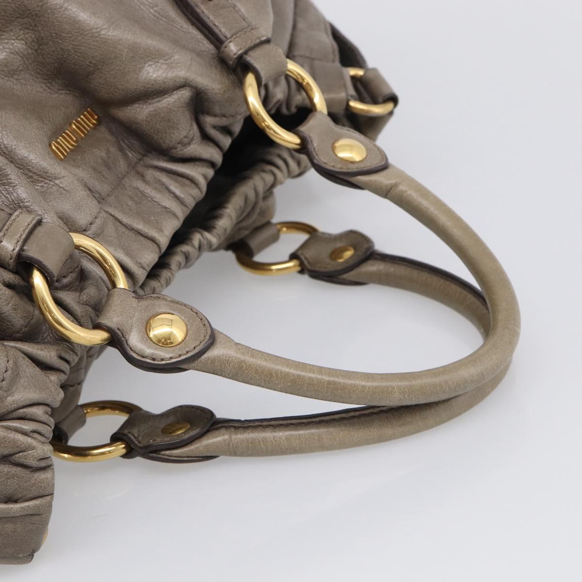 Miu Miu Hand Bag Vitellolux Gray Gold Auth 210067A