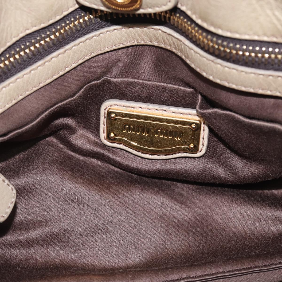 Miu Miu Hand Bag Vitellolux 2way Beige Gold Auth 210070V