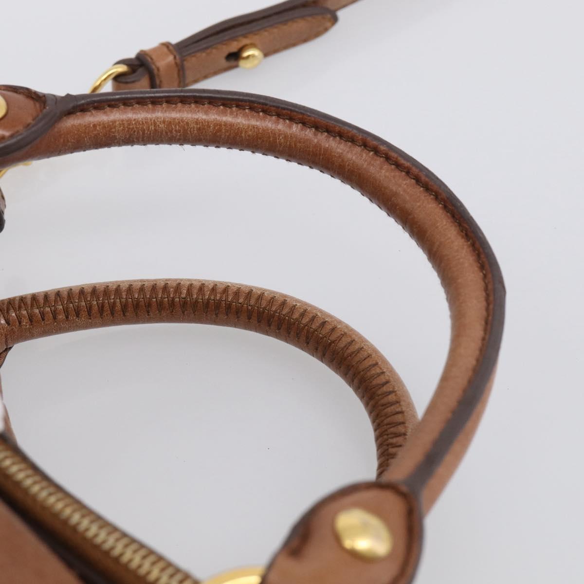 Miu Miu Hand Bag Vitellolux 2way Brown Gold Auth 210072V