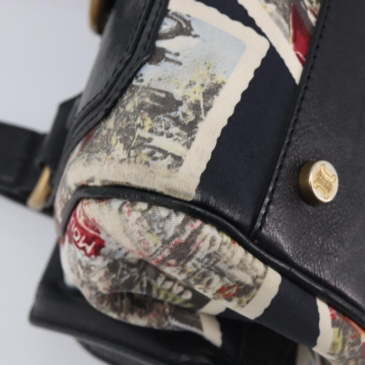 CELINE Hand Bag Canvas Leather Multicolor Gold Auth 210073