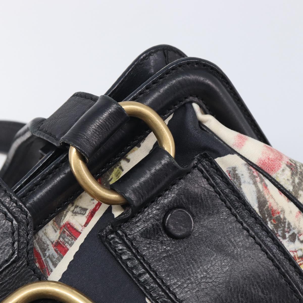 CELINE Hand Bag Canvas Leather Multicolor Gold Auth 210073