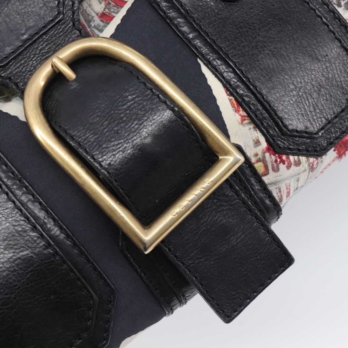CELINE Hand Bag Canvas Leather Multicolor Gold Auth 210073