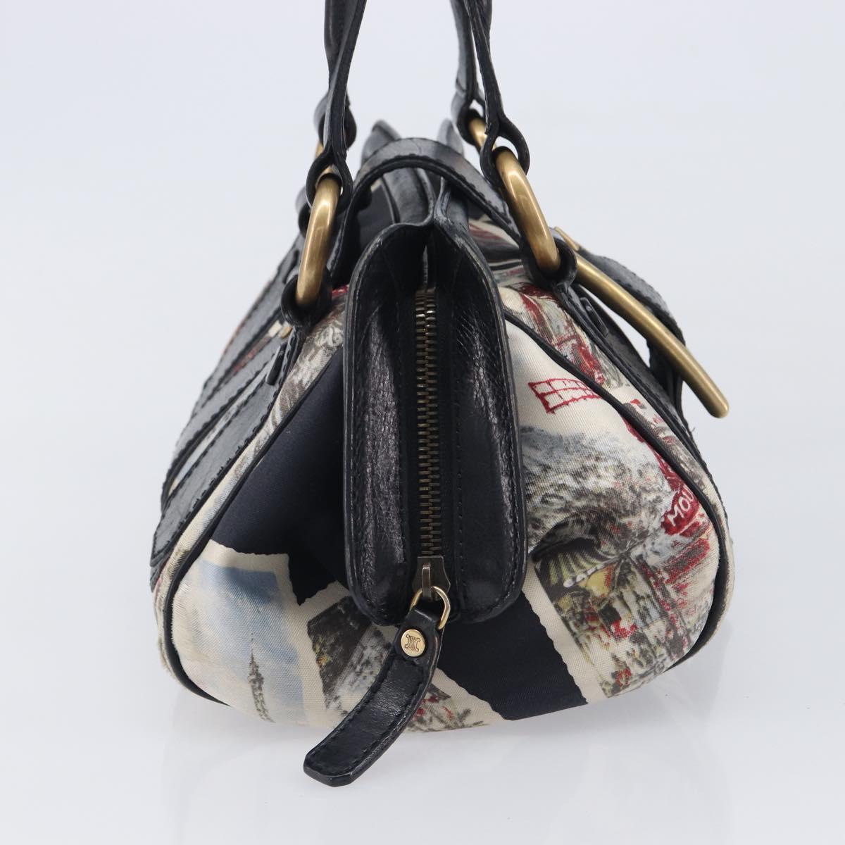 CELINE Hand Bag Canvas Leather Multicolor Gold Auth 210073