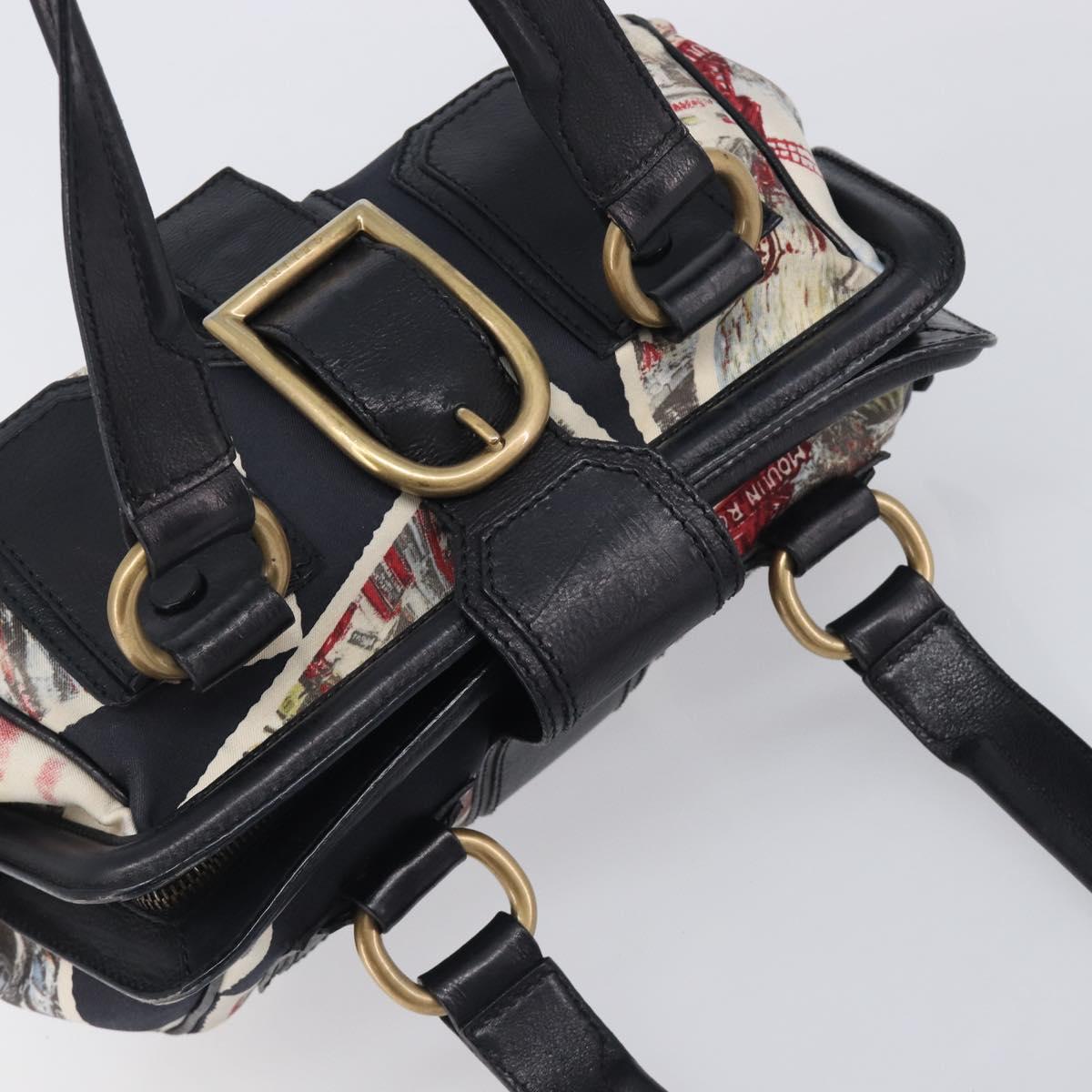 CELINE Hand Bag Canvas Leather Multicolor Gold Auth 210073
