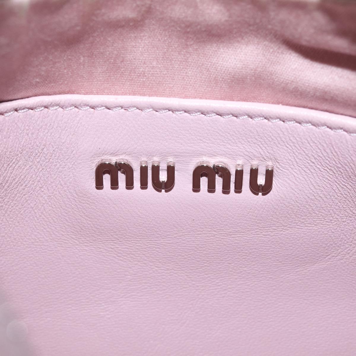 Miu Miu Matelasse Chain Shoulder Bag Leather Pink Silver Auth 210074V