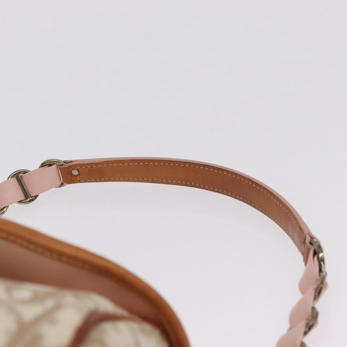 Christian Dior Trotter Canvas Romantic Chain Bag PVC Beige Silver Auth 210075A