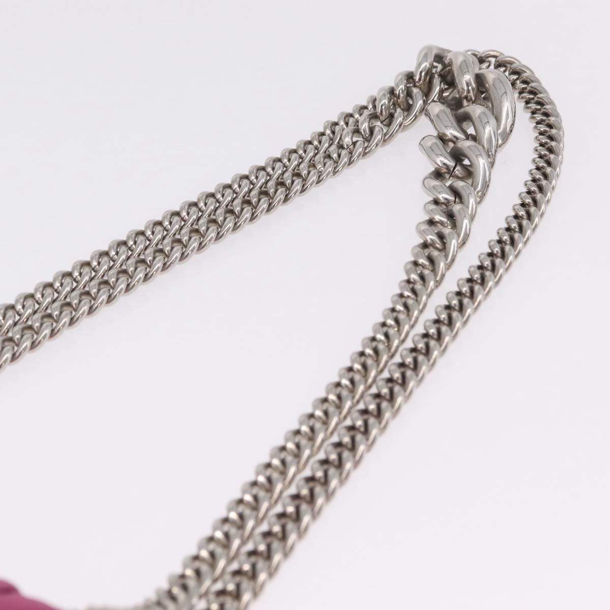 Miu Miu Matelasse Chain Shoulder Bag Leather Pink Silver Auth 210077V