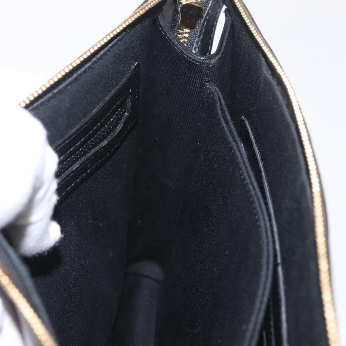 VERSACE Clutch Bag Leather Black Gold Auth 210078A