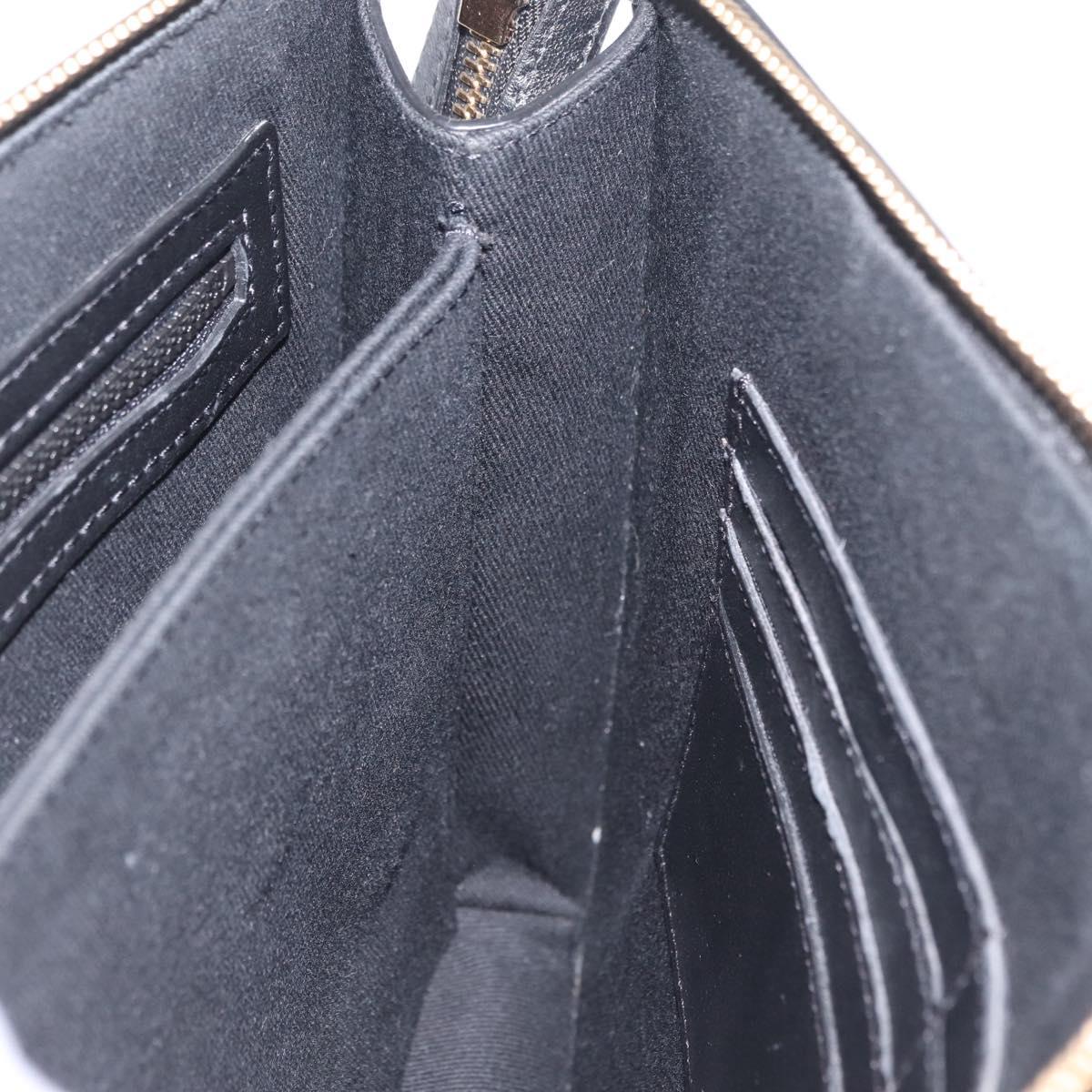 VERSACE Clutch Bag Leather Black Gold Auth 210078A