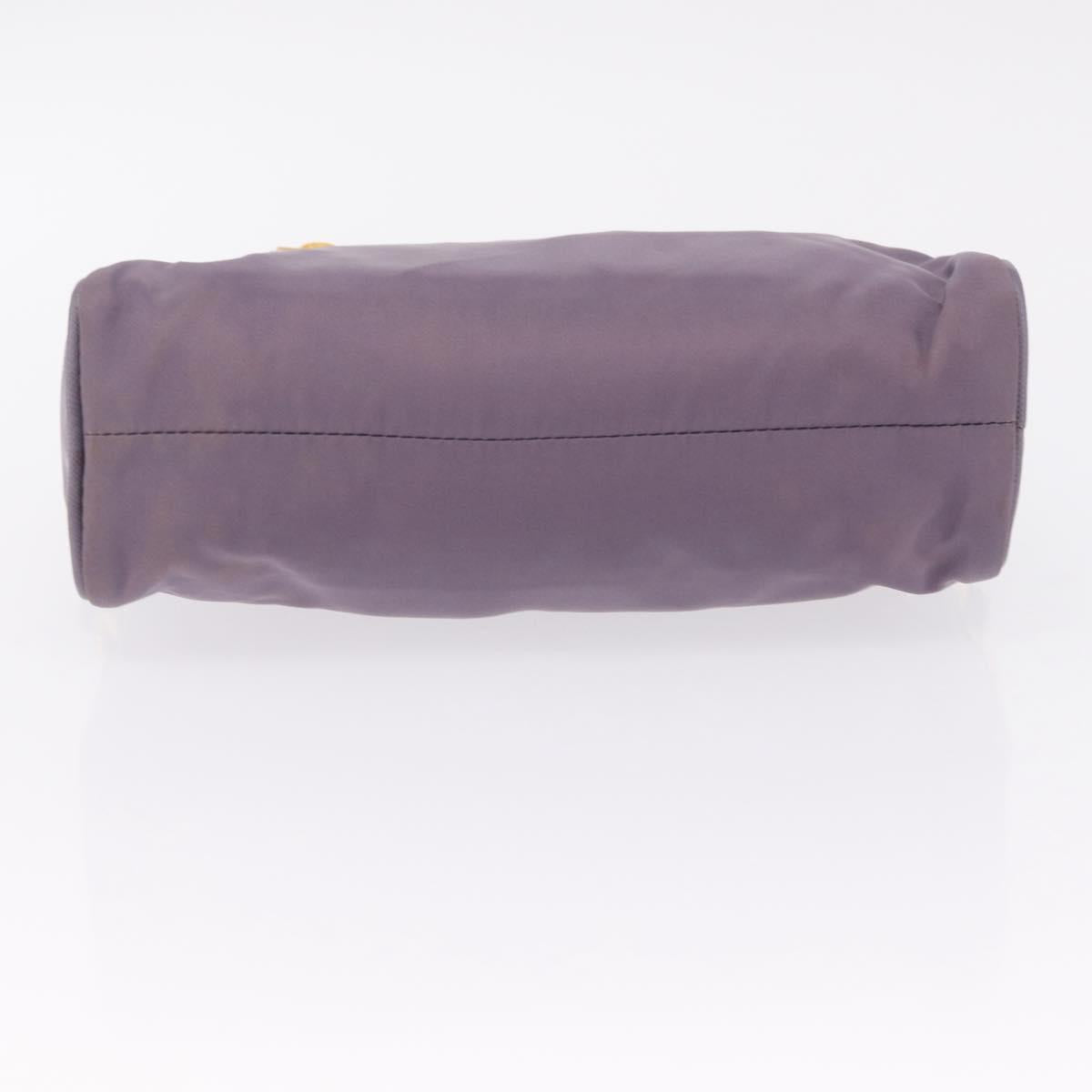 PRADA Hand Bag Nylon Purple Gold Auth 210080A