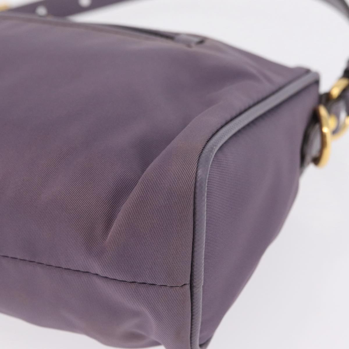 PRADA Hand Bag Nylon Purple Gold Auth 210080A