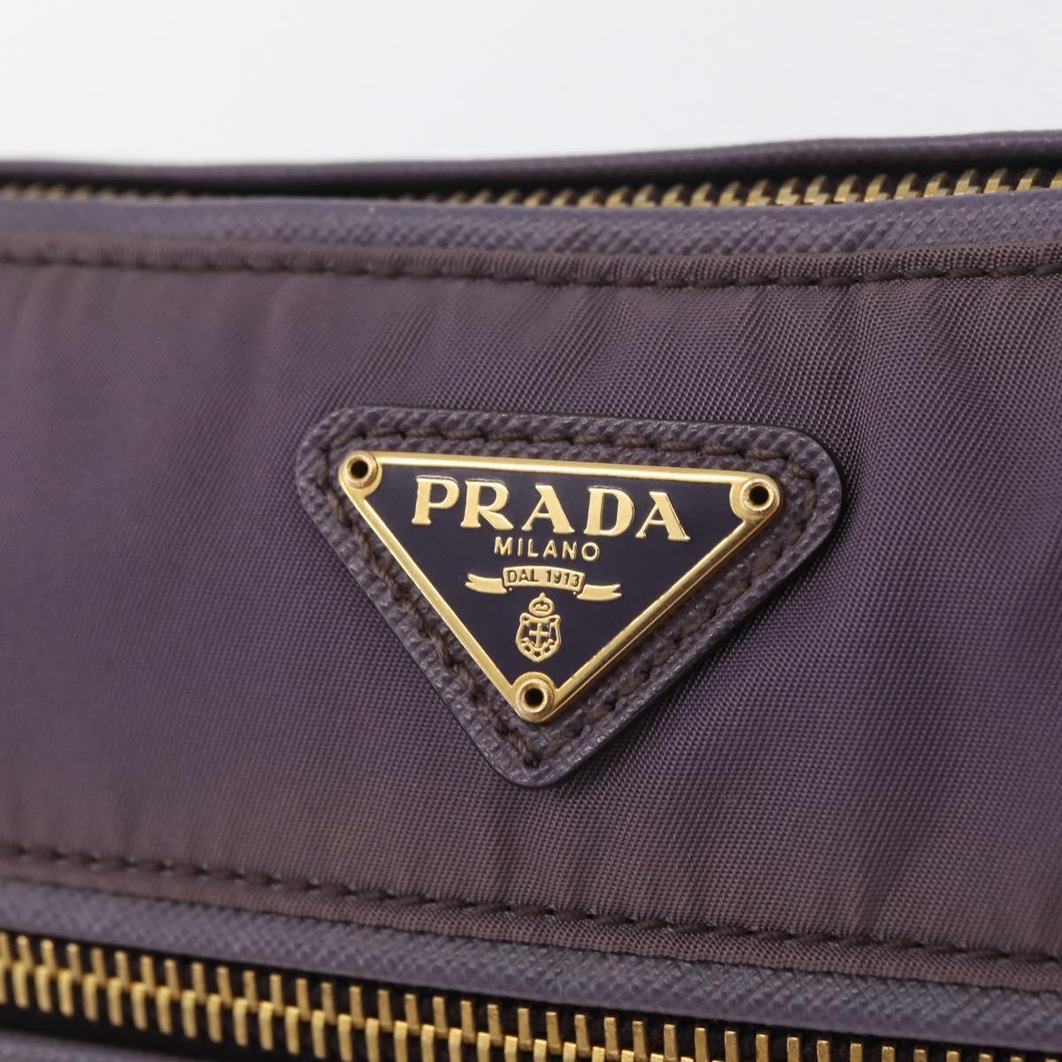 PRADA Hand Bag Nylon Purple Gold Auth 210080A