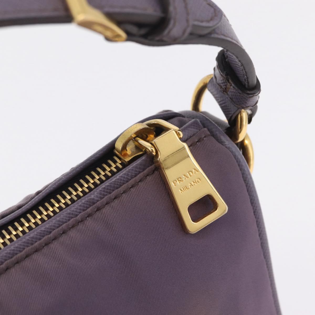 PRADA Hand Bag Nylon Purple Gold Auth 210080A