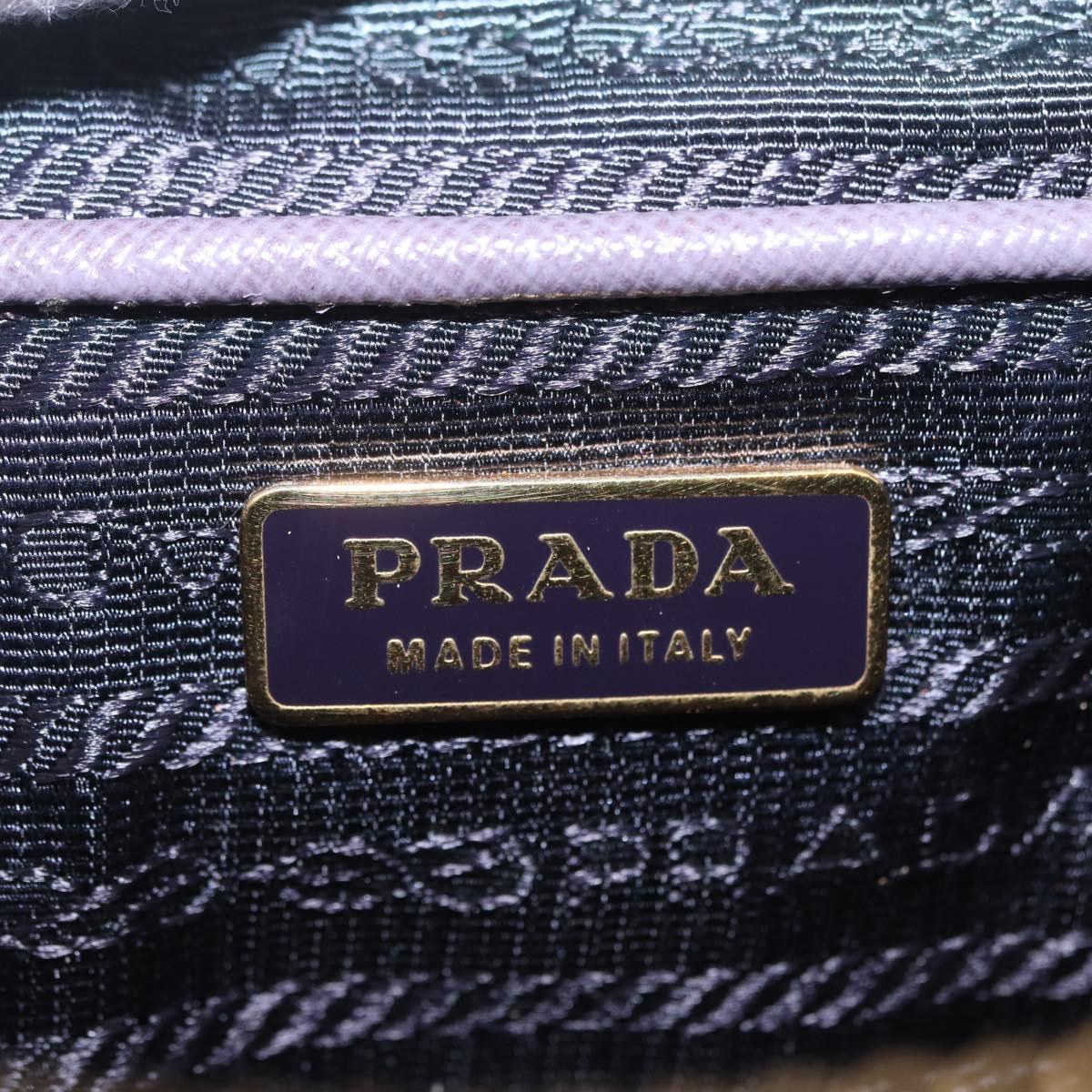 PRADA Hand Bag Nylon Purple Gold Auth 210080A
