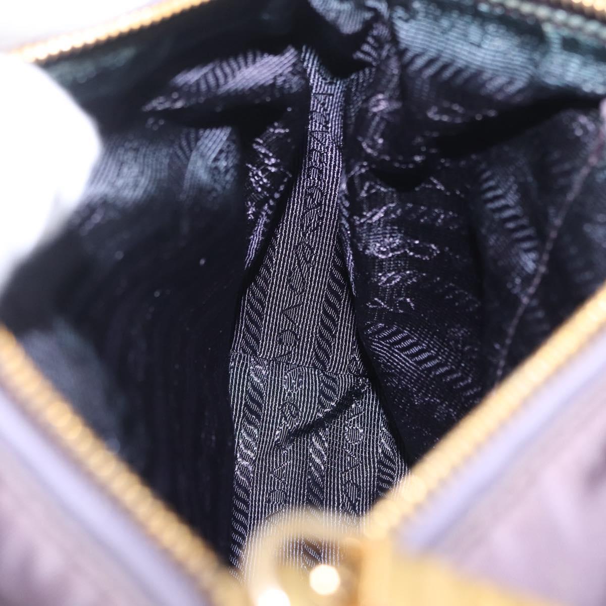 PRADA Hand Bag Nylon Purple Gold Auth 210080A