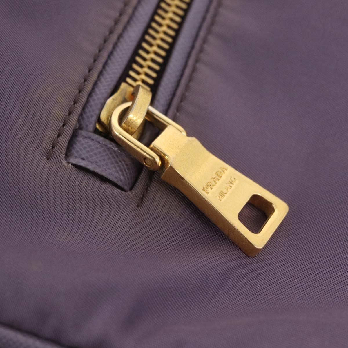 PRADA Hand Bag Nylon Purple Gold Auth 210080A