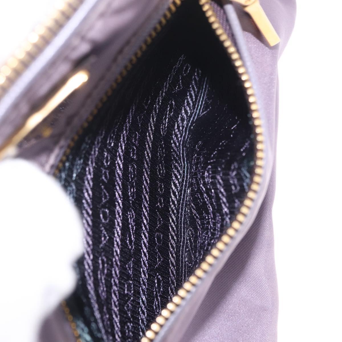 PRADA Hand Bag Nylon Purple Gold Auth 210080A