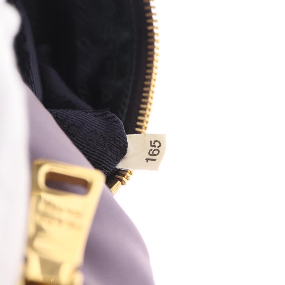 PRADA Hand Bag Nylon Purple Gold Auth 210080A