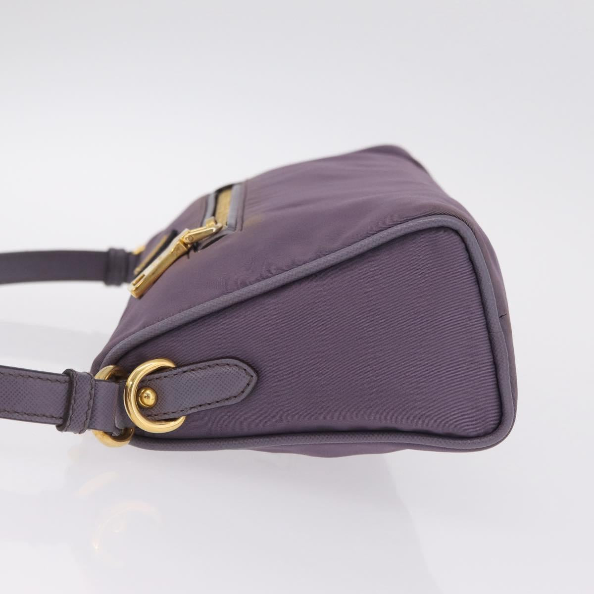 PRADA Hand Bag Nylon Purple Gold Auth 210080A