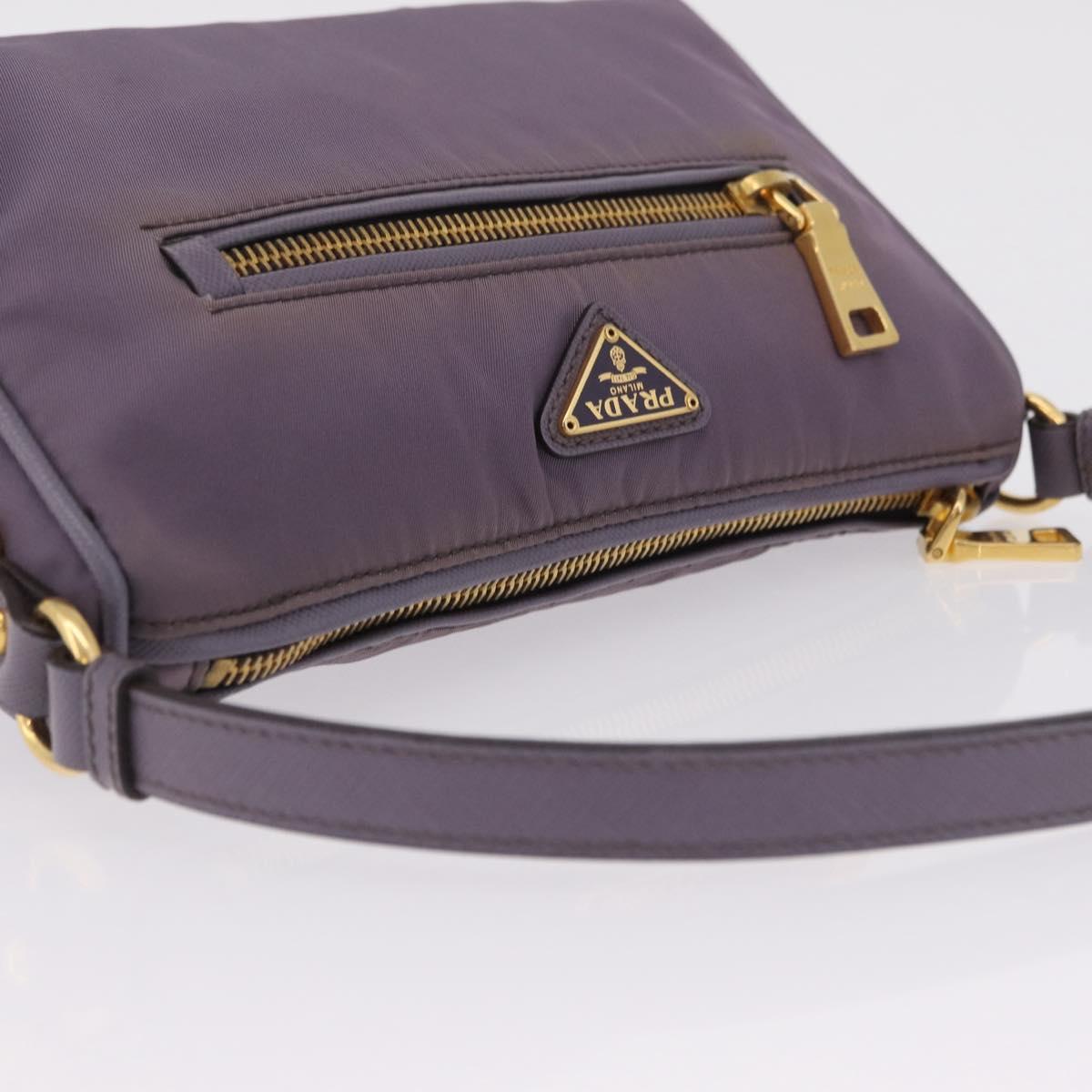 PRADA Hand Bag Nylon Purple Gold Auth 210080A