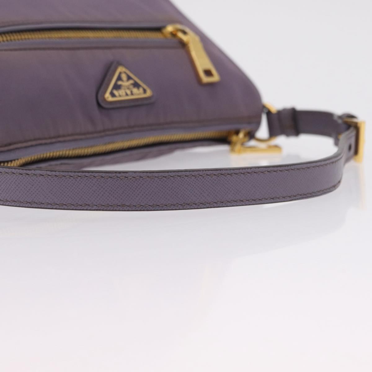 PRADA Hand Bag Nylon Purple Gold Auth 210080A