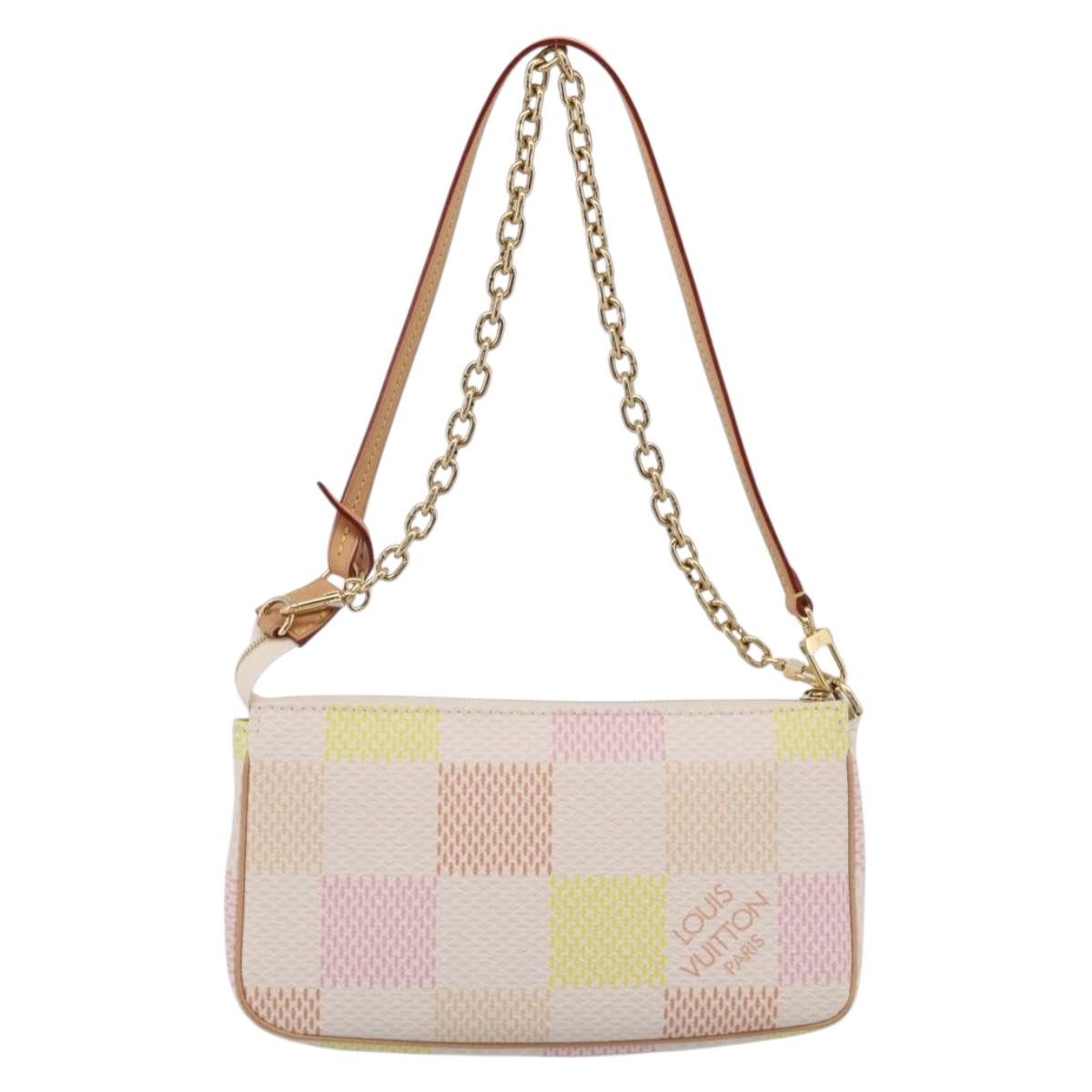 LOUIS VUITTON Damier Licious Pochette Pouch Peach N40642 LV Auth 210081SM