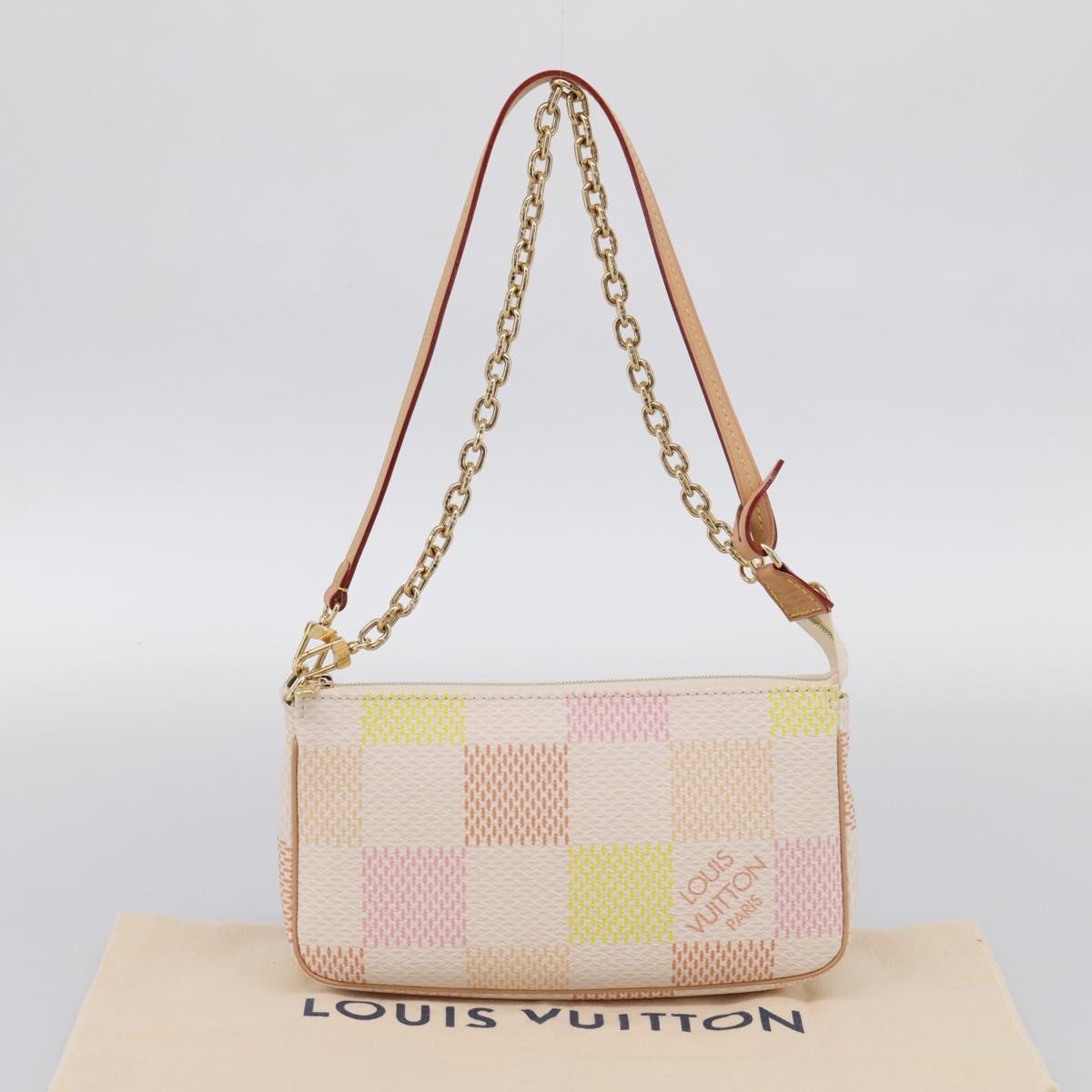 LOUIS VUITTON Damier Licious Pochette Pouch Peach N40642 LV Auth 210081SM