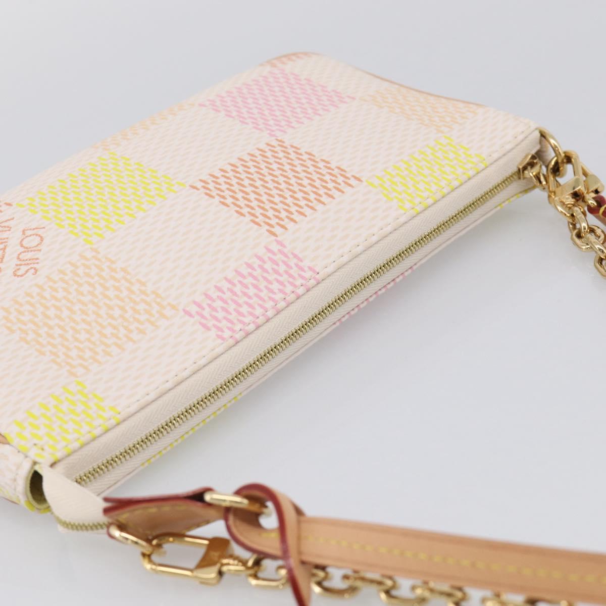 LOUIS VUITTON Damier Licious Pochette Pouch Peach N40642 LV Auth 210081SM