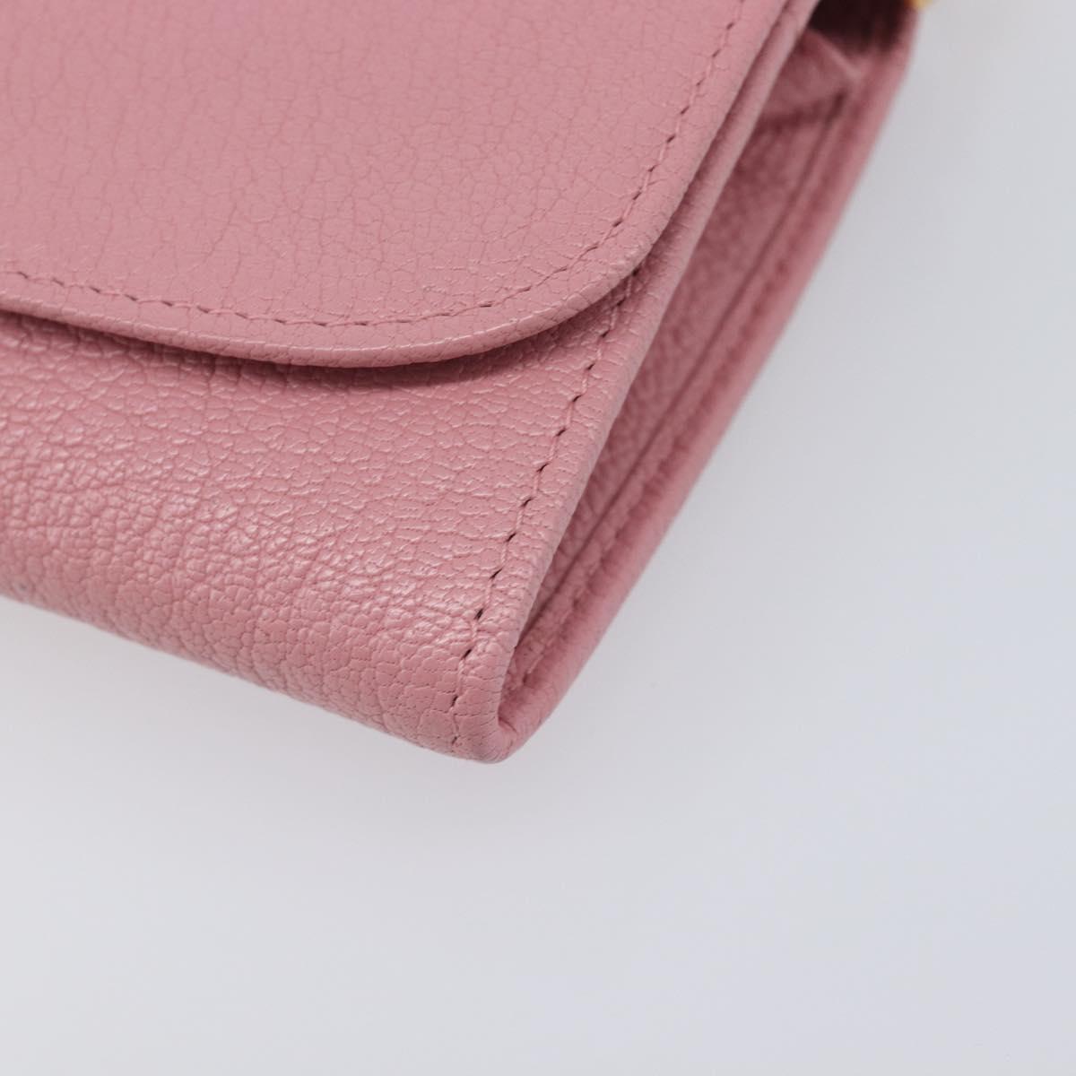 Miu Miu Chain wallet Shoulder Bag Leather Pink Gold Auth 210082V