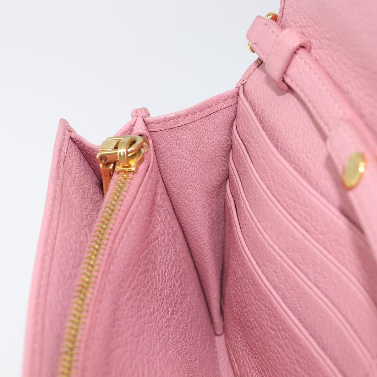 Miu Miu Chain wallet Shoulder Bag Leather Pink Gold Auth 210082V