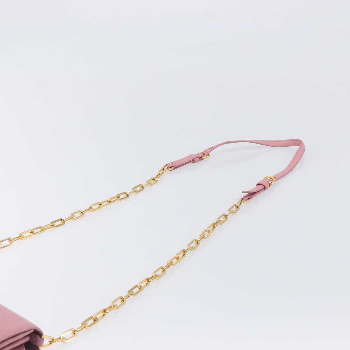 Miu Miu Chain wallet Shoulder Bag Leather Pink Gold Auth 210082V