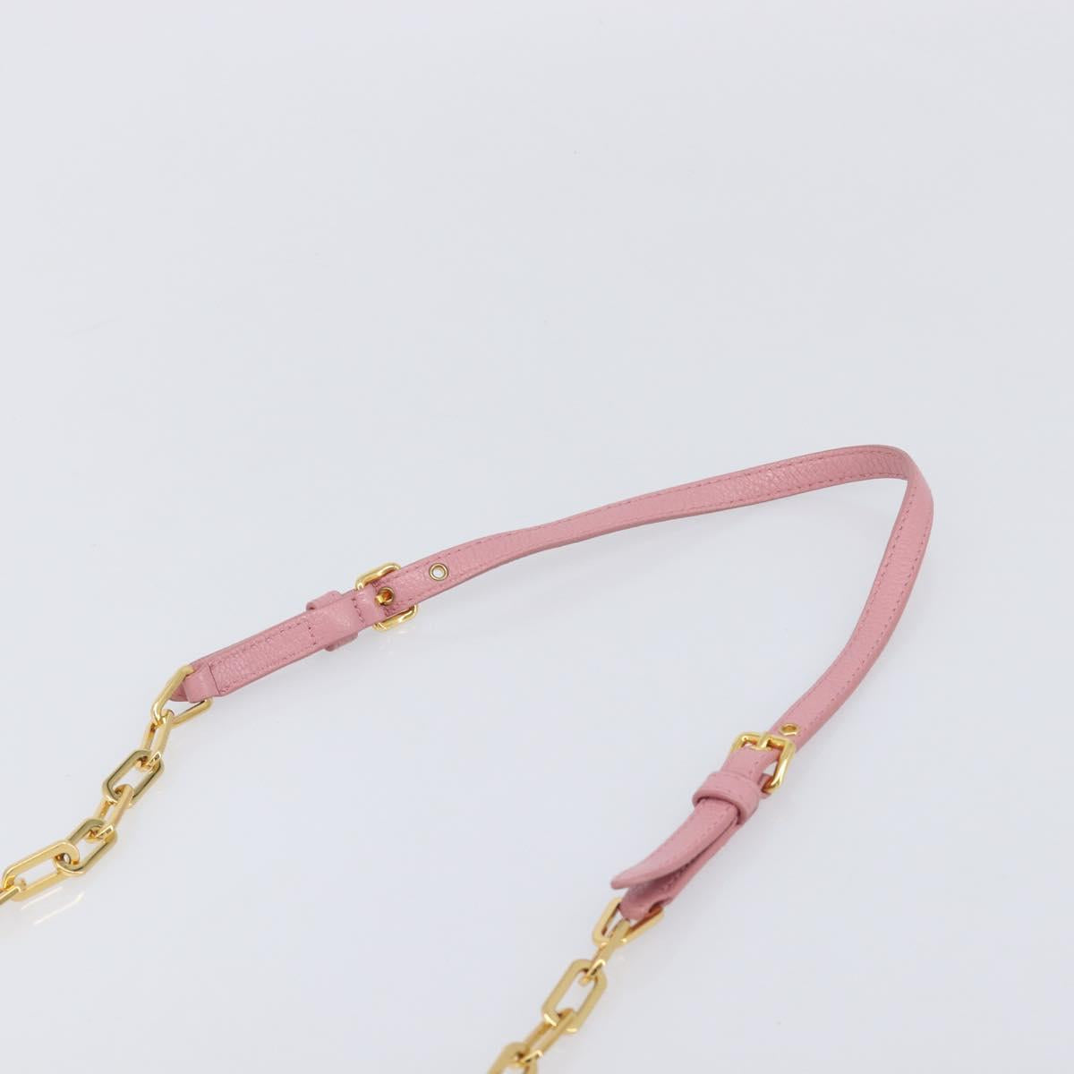 Miu Miu Chain wallet Shoulder Bag Leather Pink Gold Auth 210082V