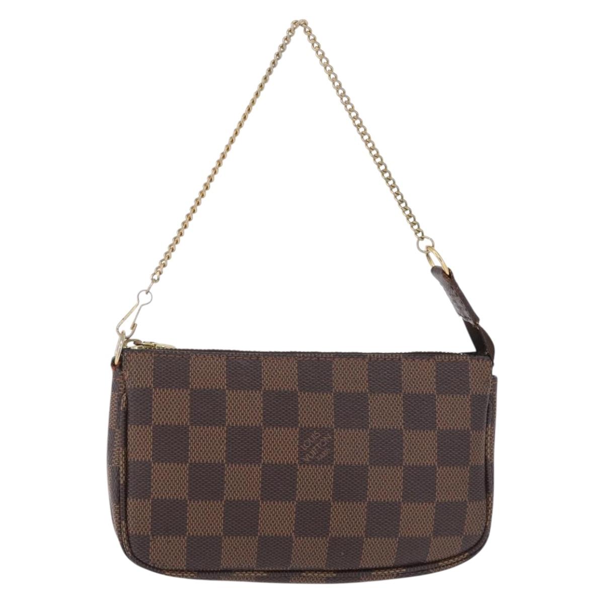 LOUIS VUITTON Damier Ebene Mini Pochette Accessory Pouch N58009 LV Auth 210083A