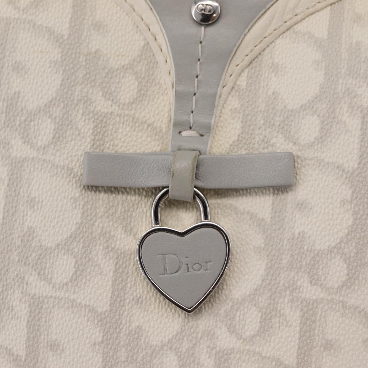 Christian Dior Trotter Canvas Romantic Shoulder Bag PVC White Silver Auth 210088