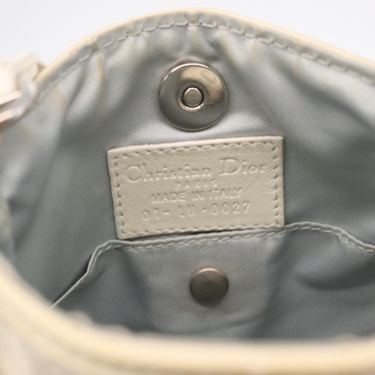 Christian Dior Trotter Canvas Romantic Shoulder Bag PVC White Silver Auth 210088