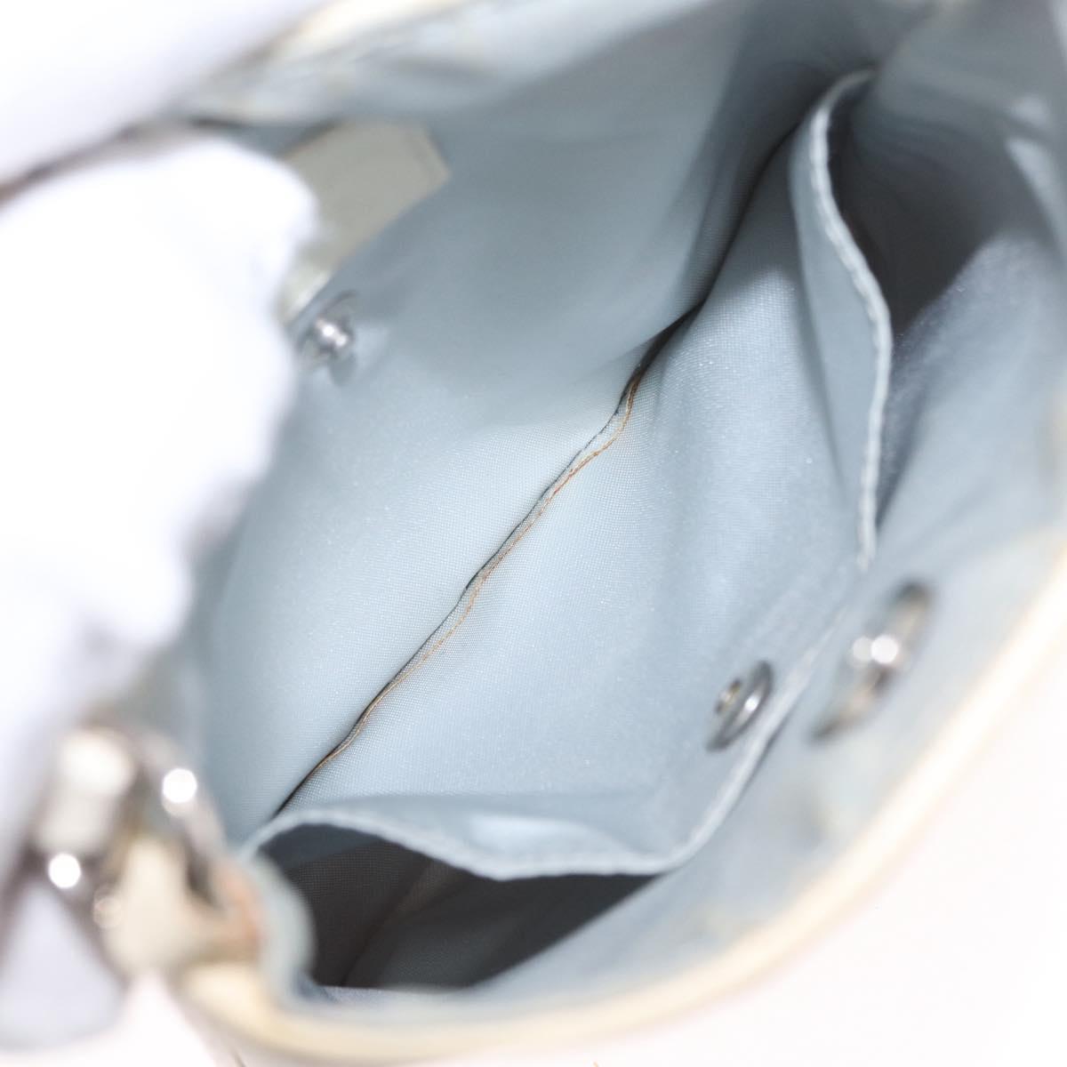 Christian Dior Trotter Canvas Romantic Shoulder Bag PVC White Silver Auth 210088