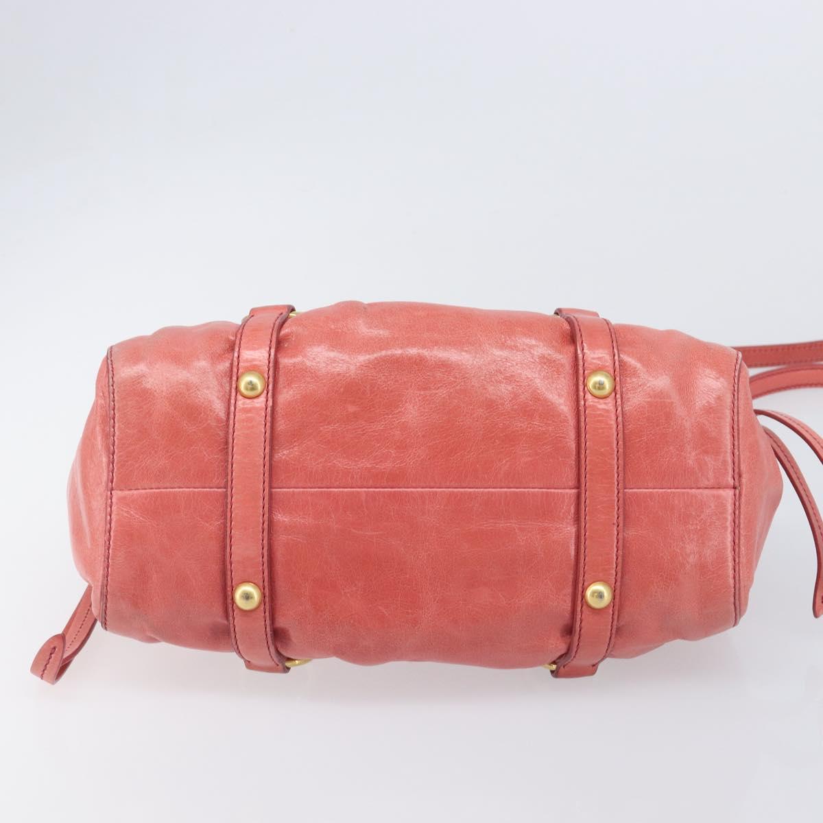 Miu Miu Hand Bag Leather 2way Pink Gold Auth 210090V