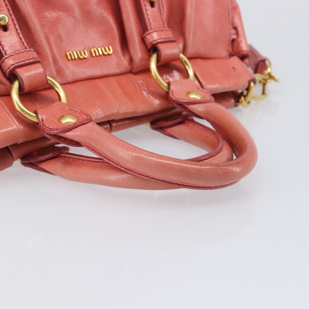 Miu Miu Hand Bag Leather 2way Pink Gold Auth 210090V