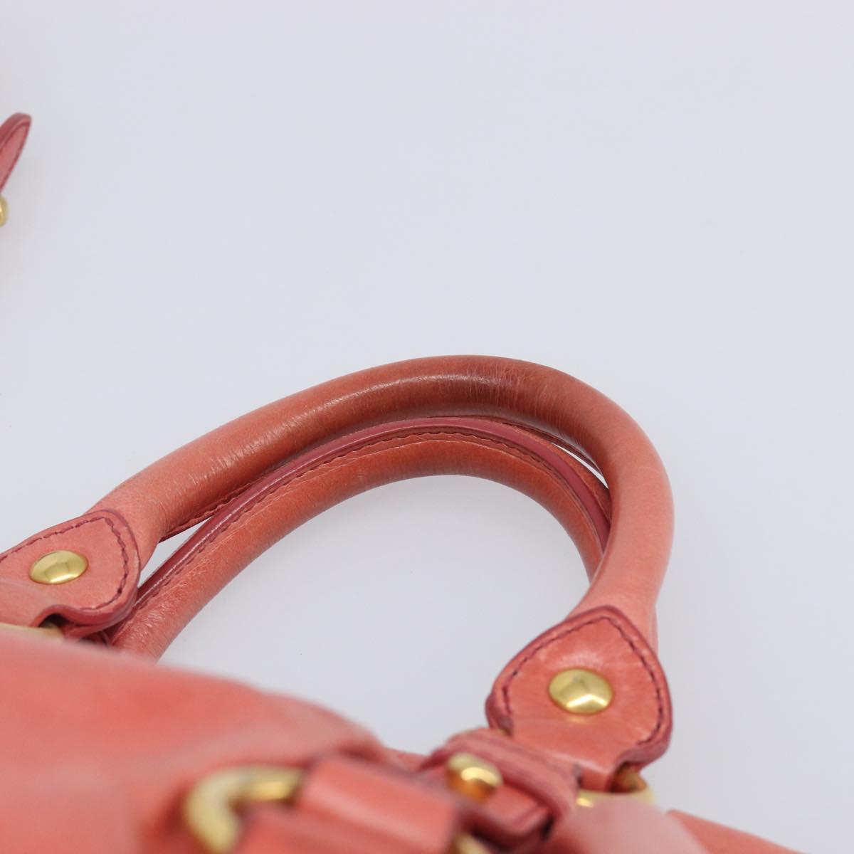 Miu Miu Hand Bag Leather 2way Pink Gold Auth 210090V