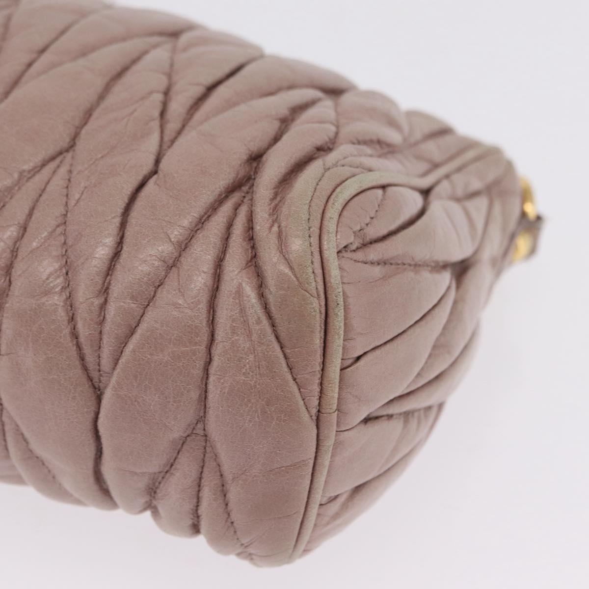 Miu Miu Matelasse Shoulder Bag Leather Pink Gold Auth 210096