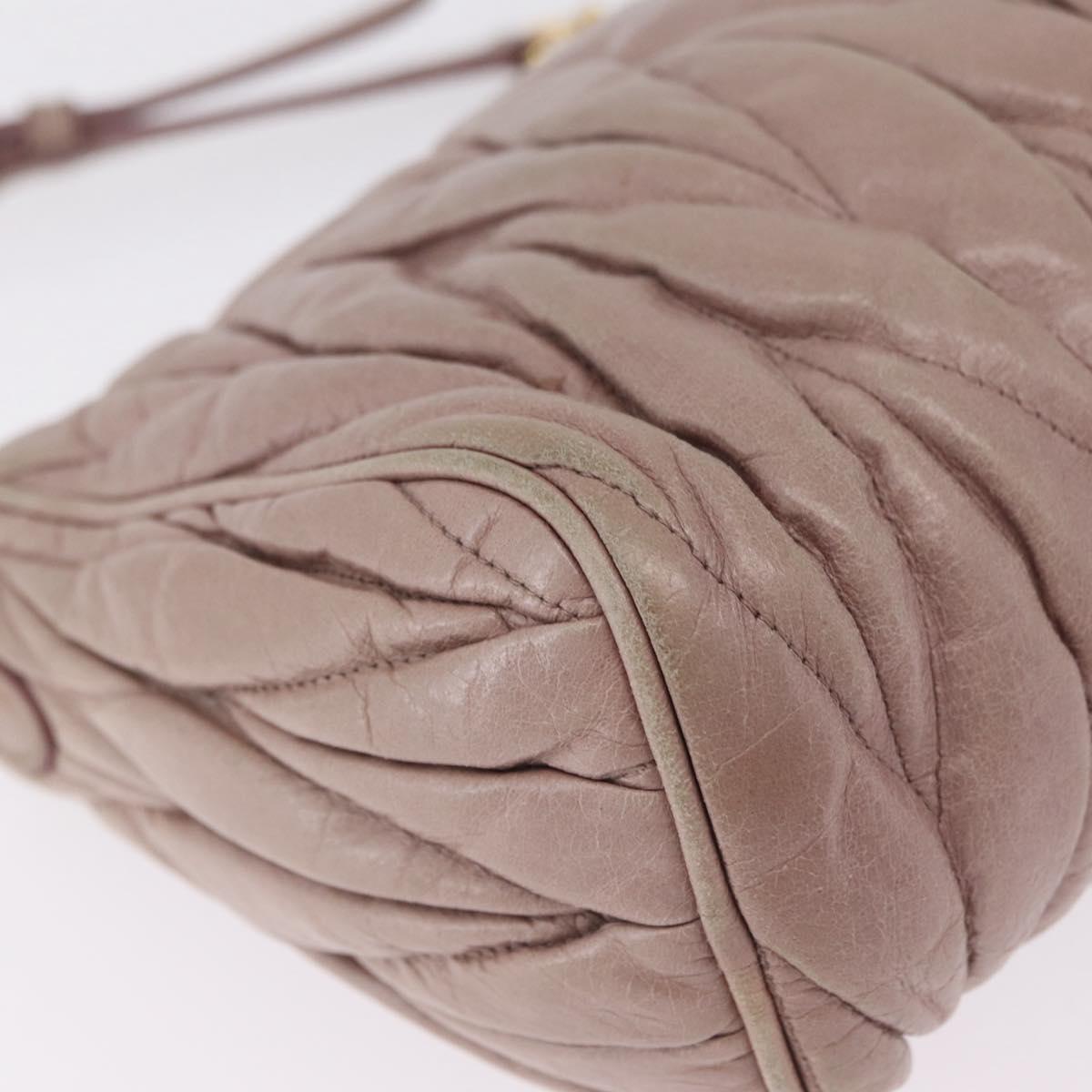 Miu Miu Matelasse Shoulder Bag Leather Pink Gold Auth 210096