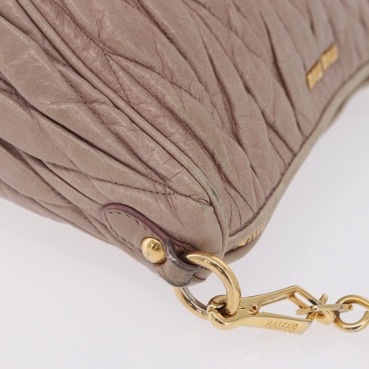Miu Miu Matelasse Shoulder Bag Leather Pink Gold Auth 210096