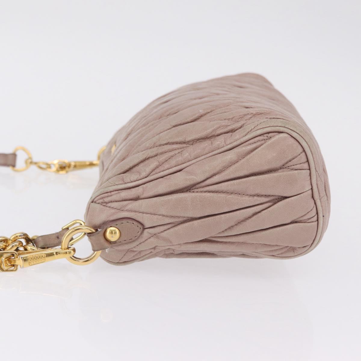 Miu Miu Matelasse Shoulder Bag Leather Pink Gold Auth 210096