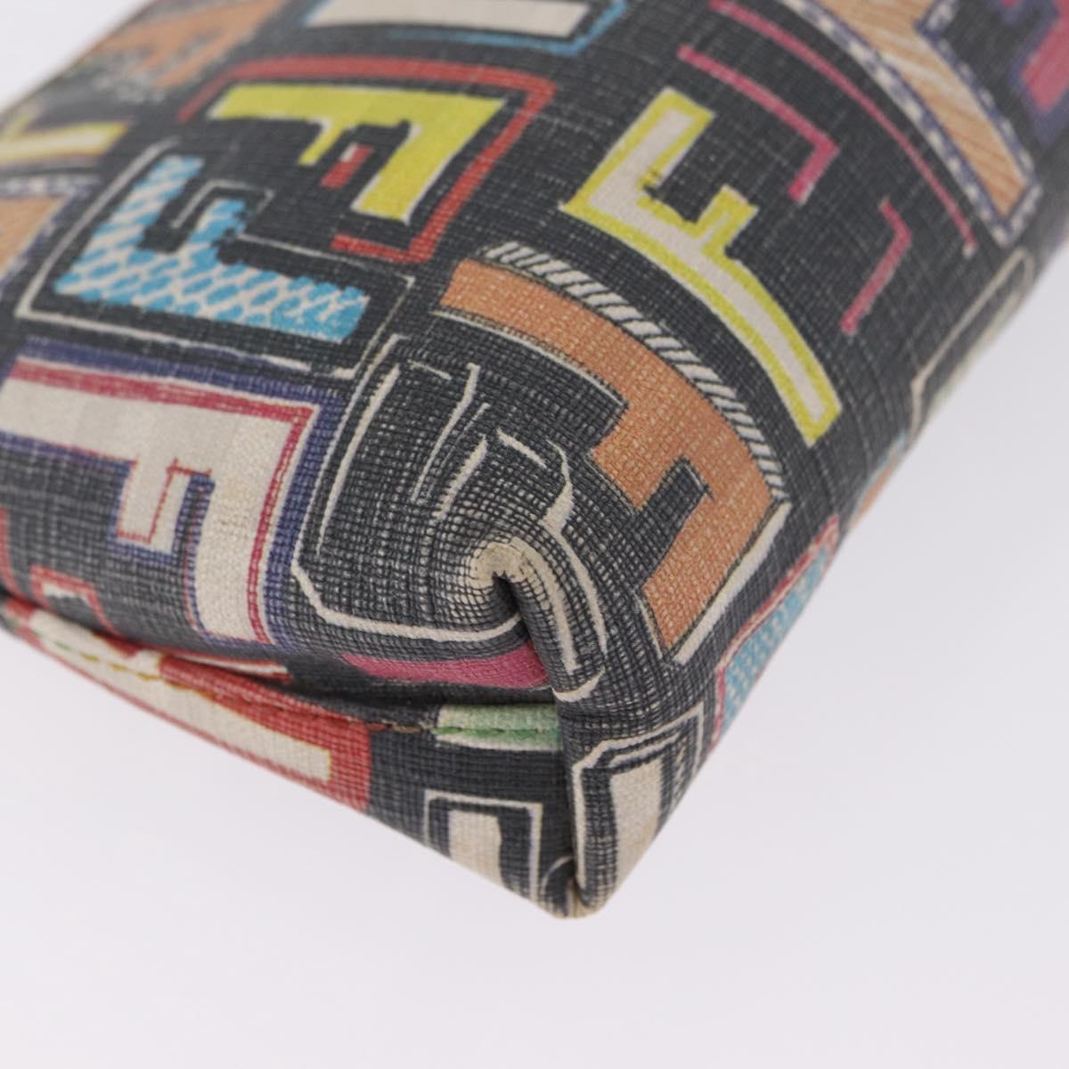 FENDI Zucca Canvas Chain Shoulder Pouch PVC Multicolor Gold Auth 210098A