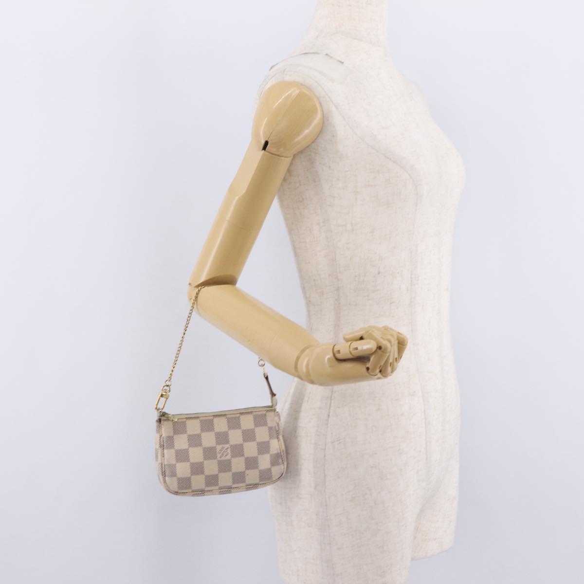 LOUIS VUITTON Damier Azur Mini Pochette Accessoires Pouch N63005 LV Auth 210106