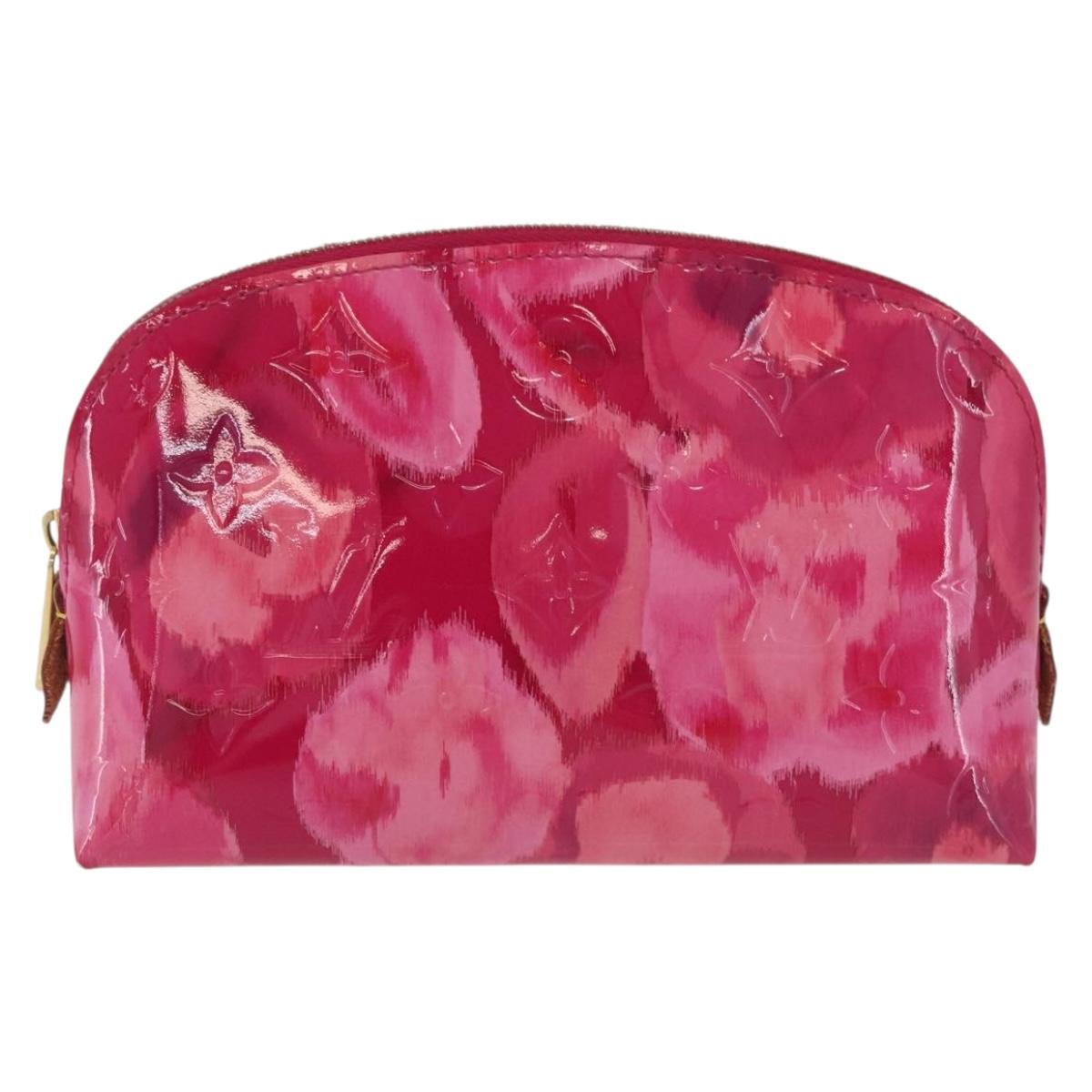 LOUIS VUITTON Vernis Ikat Flower Pochette Cosmetic Pink M90045 LV Auth 210111