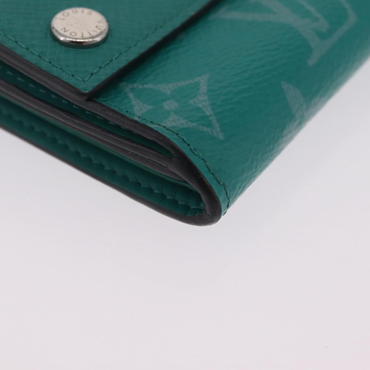 LOUIS VUITTON Tiger Lama Monogram Discovery Wallet Green M67626 LV Auth 210113V