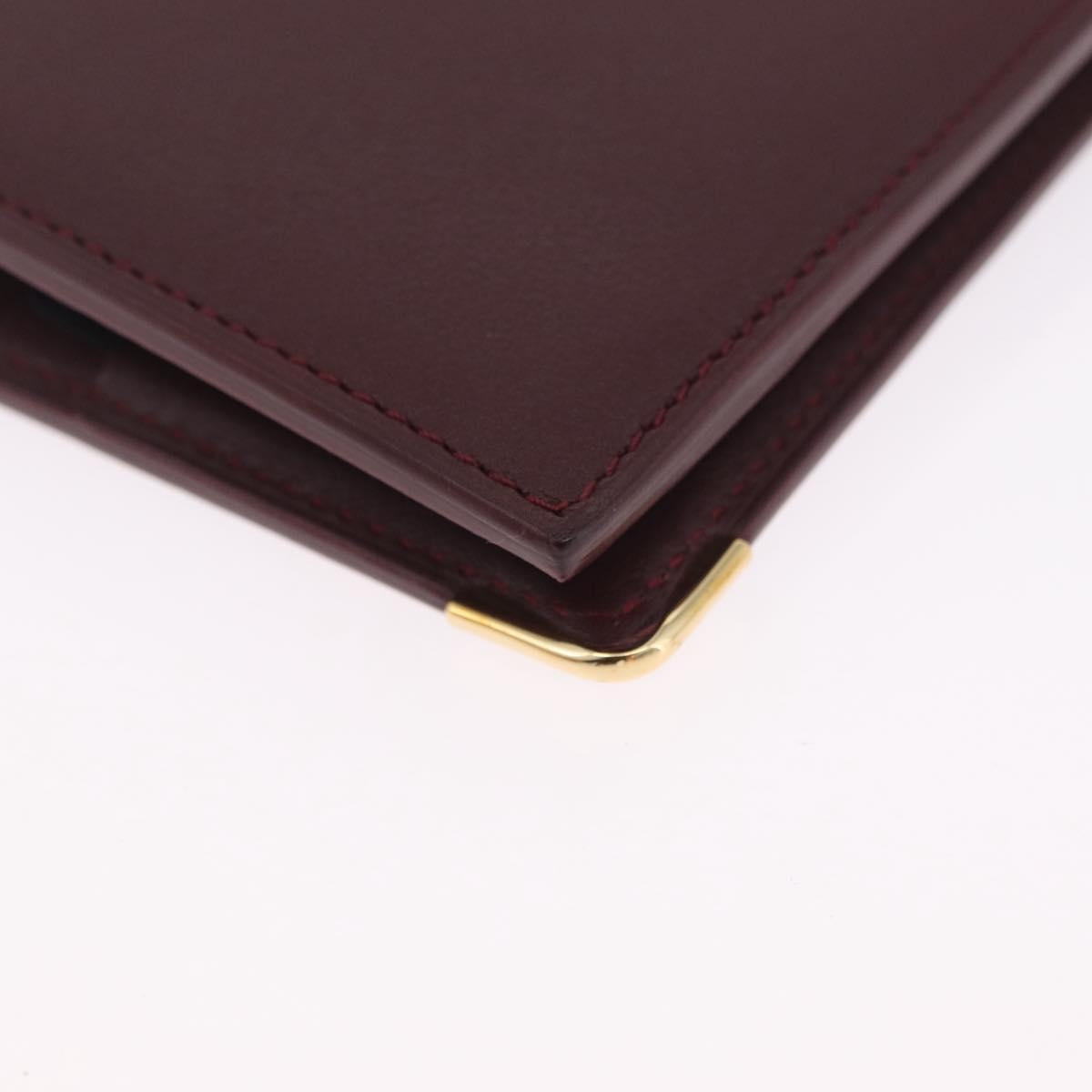 Cartier Wallet Leather Bordeaux Gold Auth 210114V