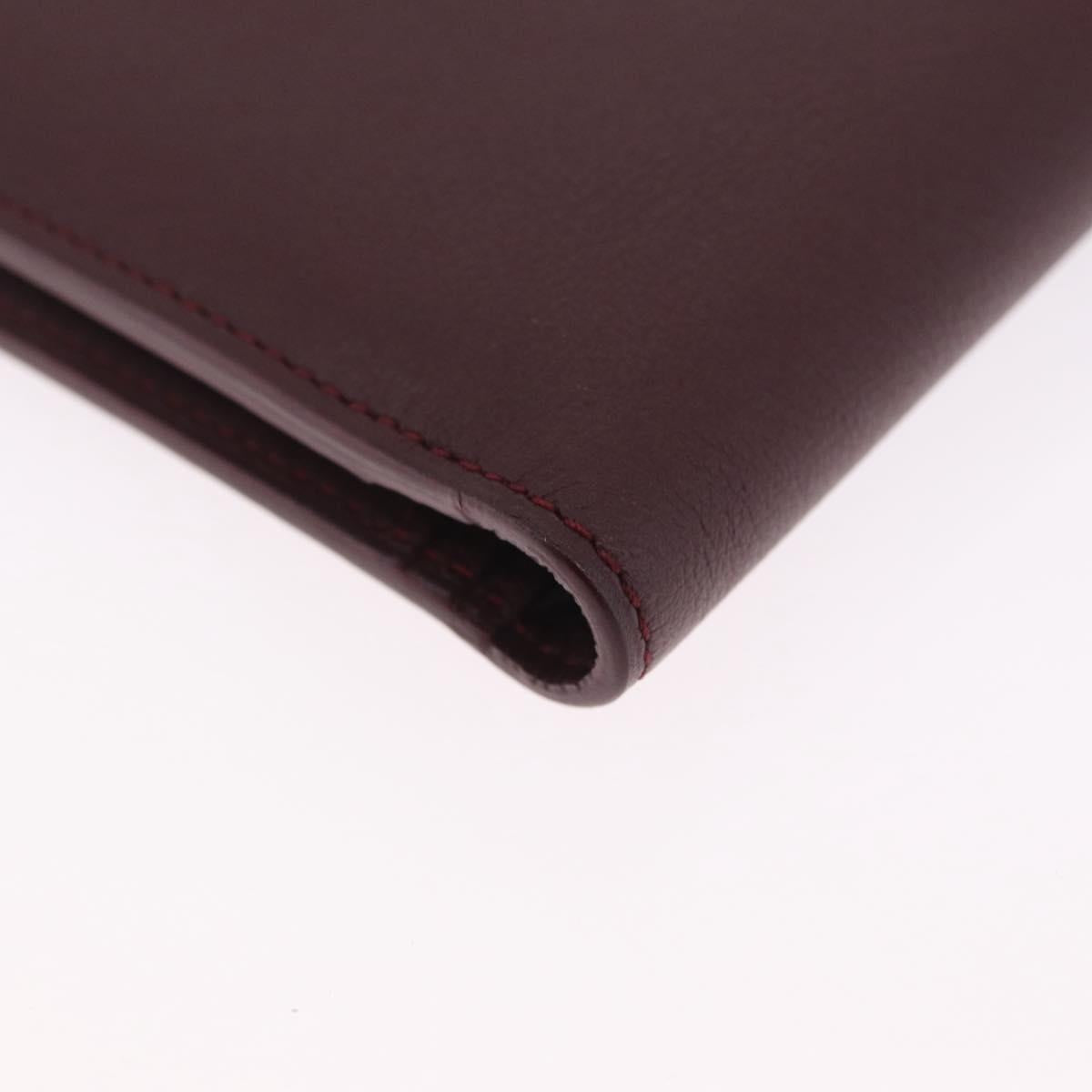Cartier Wallet Leather Bordeaux Gold Auth 210114V